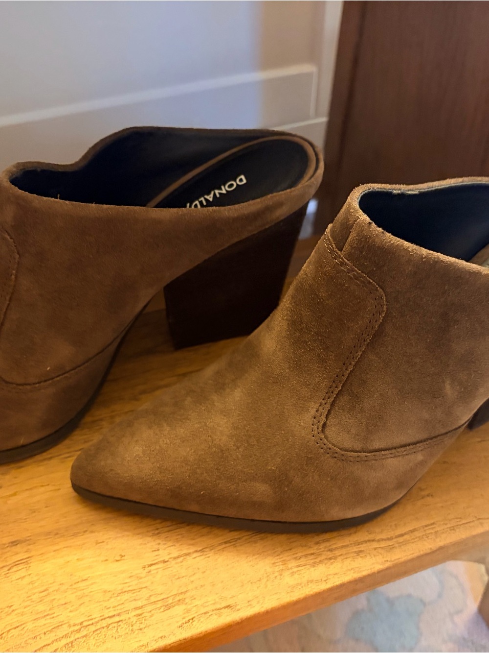 Donald J. Pliner Brown Suede Pointed-Toe Mule Booties